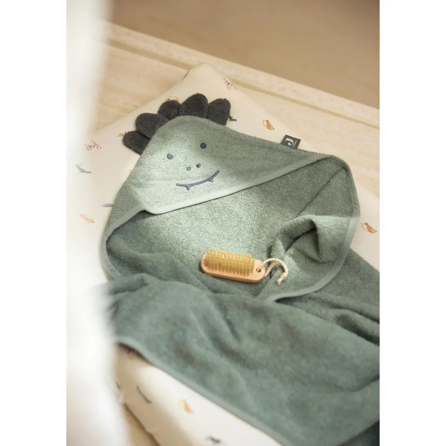 Jollein Cape de bain Éponge Croco Ash Green 75x75 cm