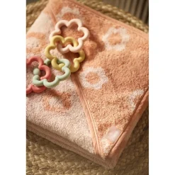 Jollein Cape de Bain Éponge Jacquard Flower Wild Rose 75x75 cm