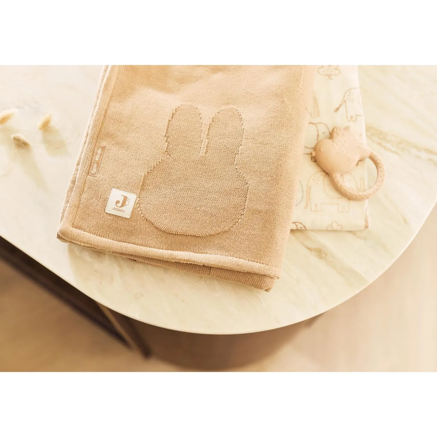 Jollein Couverture Berceau Miffy Knit/Velvet Biscuit 75x100 cm