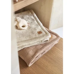 Jollein Couverture Lit Bébé Box Knit/Velvet GOTS Milky Coffee 100x150 cm