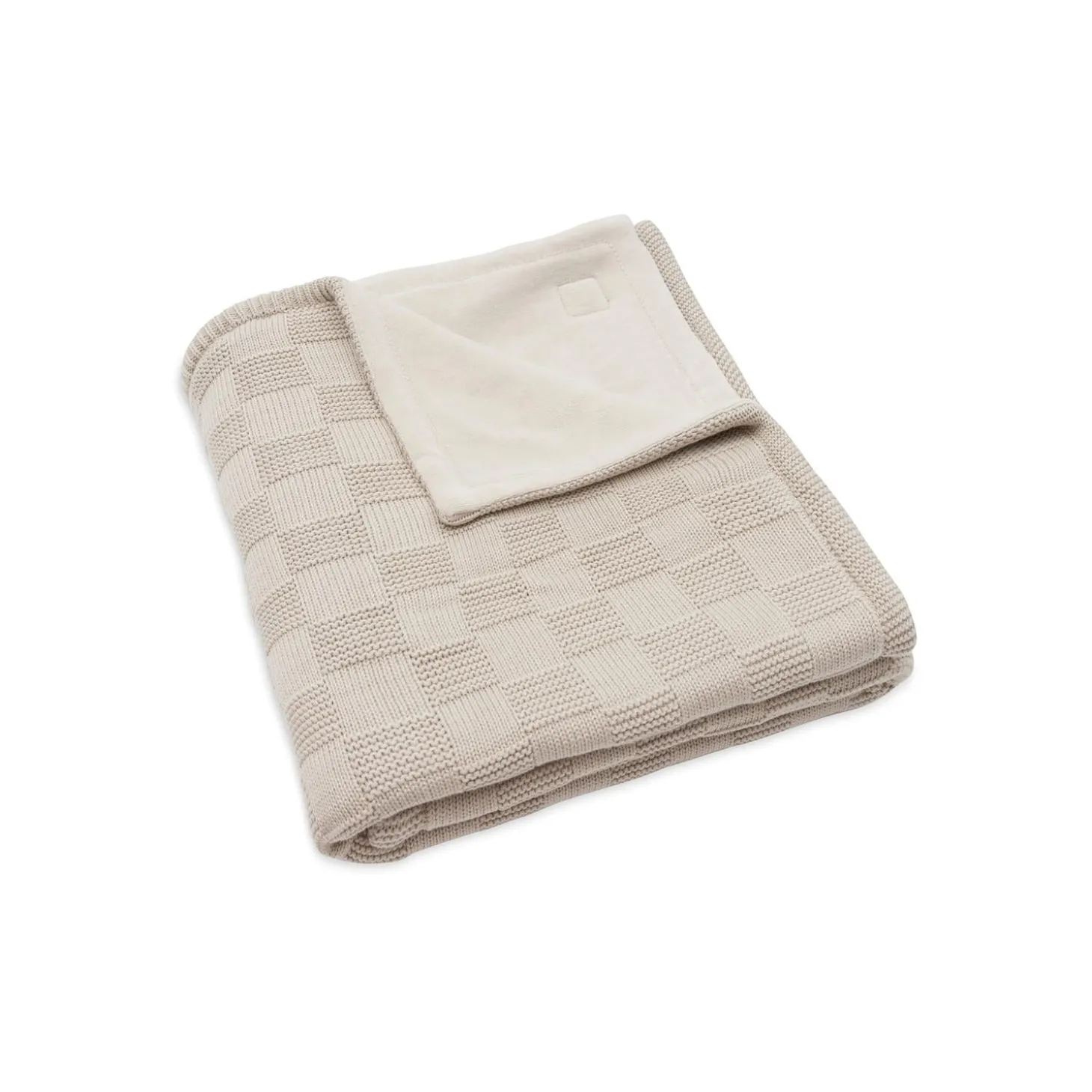 Jollein Couverture Lit Bébé Box Knit/Velvet GOTS Warm Sand 100x150 cm