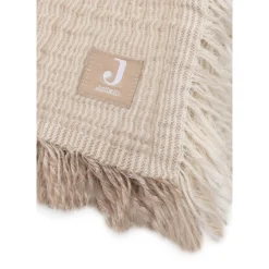 Jollein                    Couverture Lit Bébé Fringe Stripe    Biscuit            120x120 cm