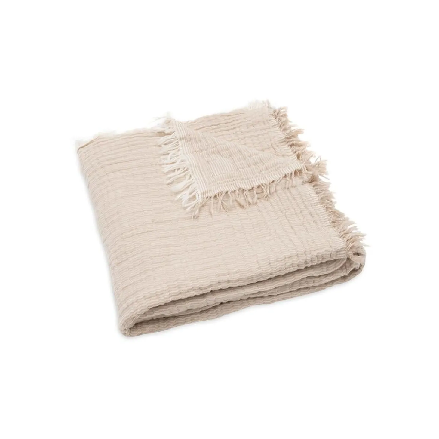 Jollein Couverture Lit Bébé Fringe Stripe Biscuit 120x120 cm