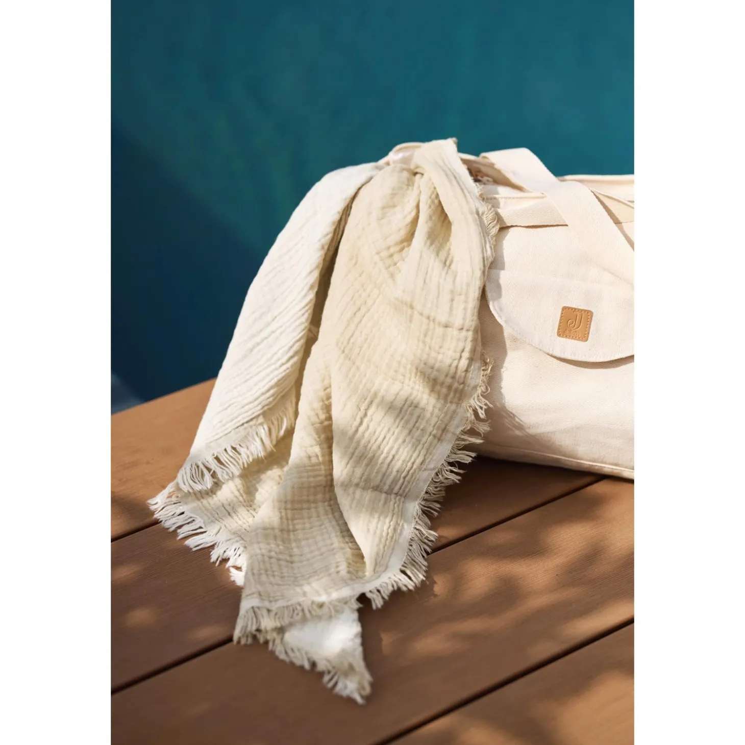 Jollein Couverture Lit Bébé Fringe Gots Olive Green 120x120 cm
