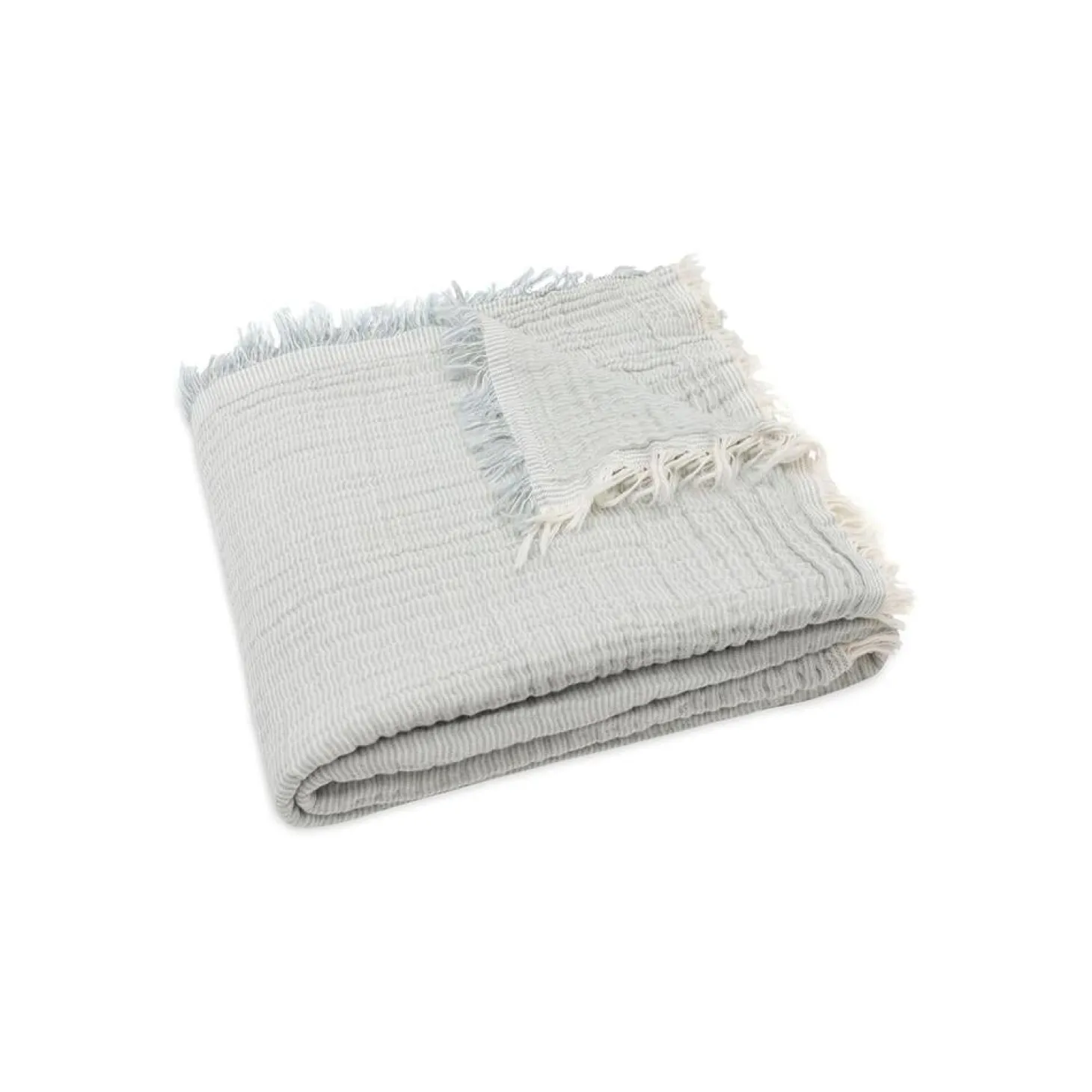 Jollein Couverture Lit Bébé Fringe Stripe Sea Green 120x120 cm