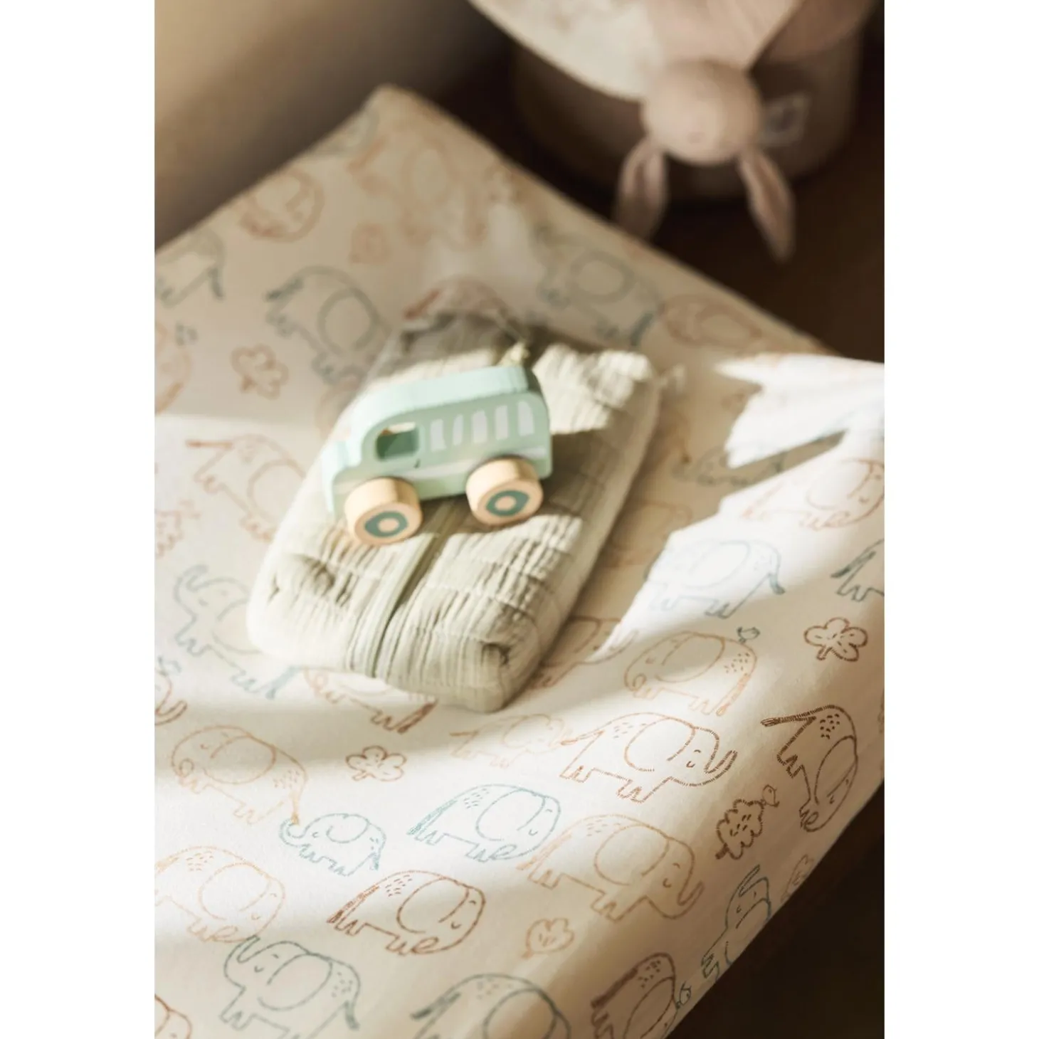 Jollein Housse matelas à Langer Jersey Elephant Tales Multicolore 50x70 cm