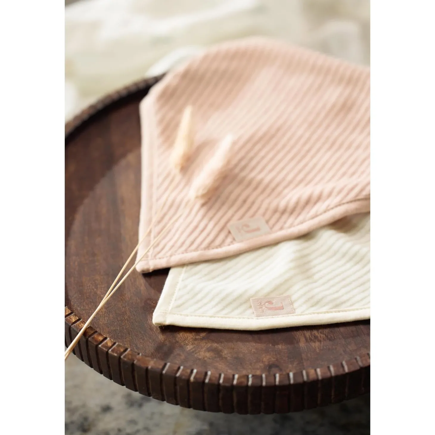 Jollein Lot de 2 Bavoirs Bandana Velvet Rib Wild Rose/Ivory