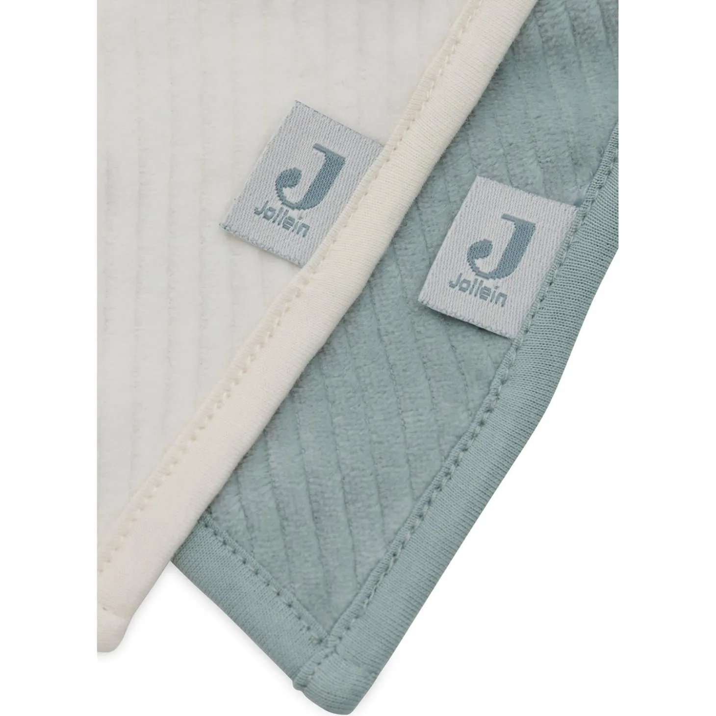 Jollein Lot de 2 Bavoirs Bandana Velvet Rib Sea Green/Ivory
