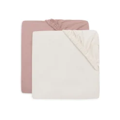 Jollein                    Lot de 2 Drap-housse Jersey    Wild Rose Ivory