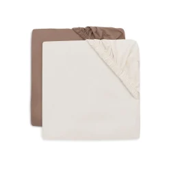 Jollein                    Lot de 2 Drap-housse Jersey    Milky Coffee Ivory