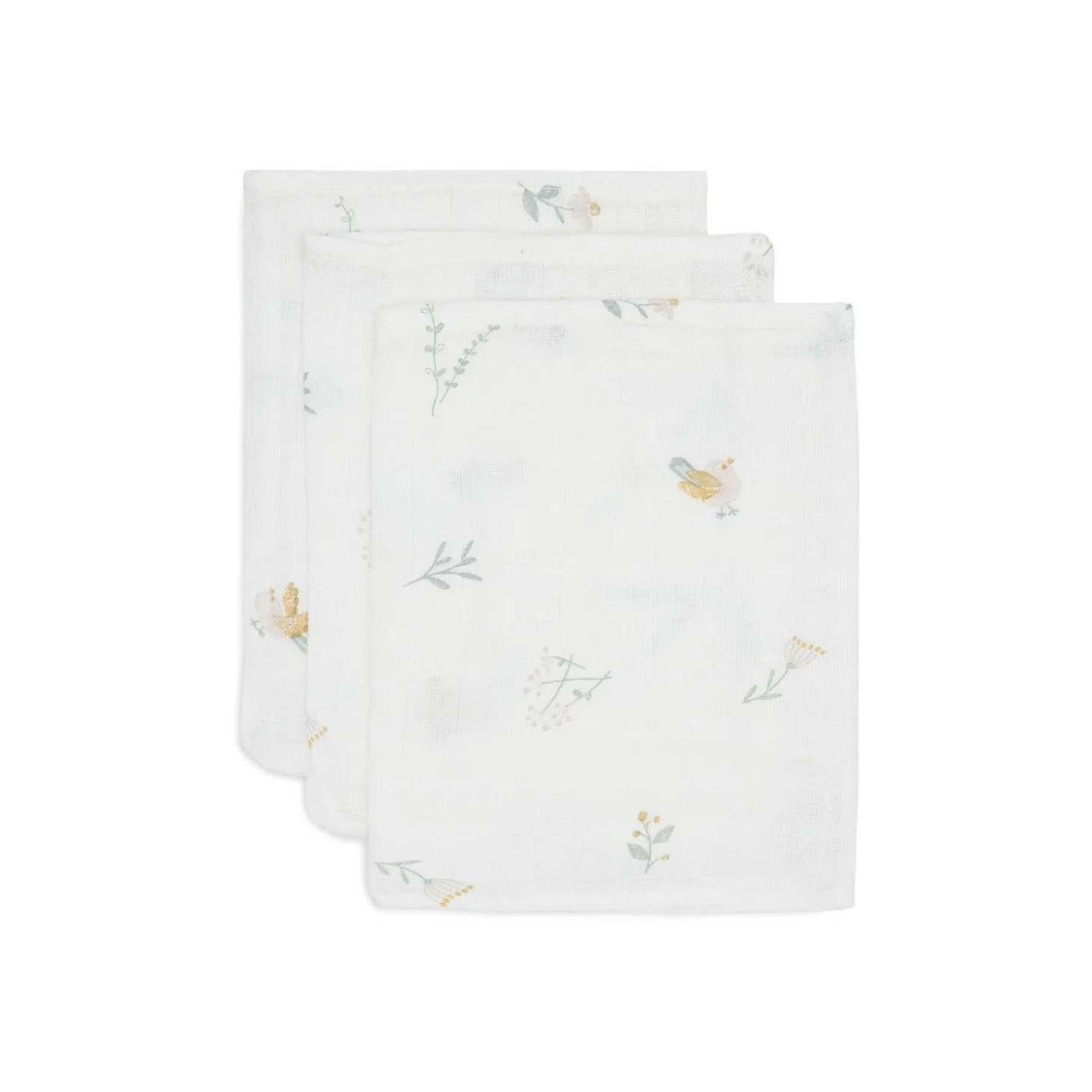 Jollein Lot de 3 Gant de Toilette Lovely Birds Multicolor 15x20 cm