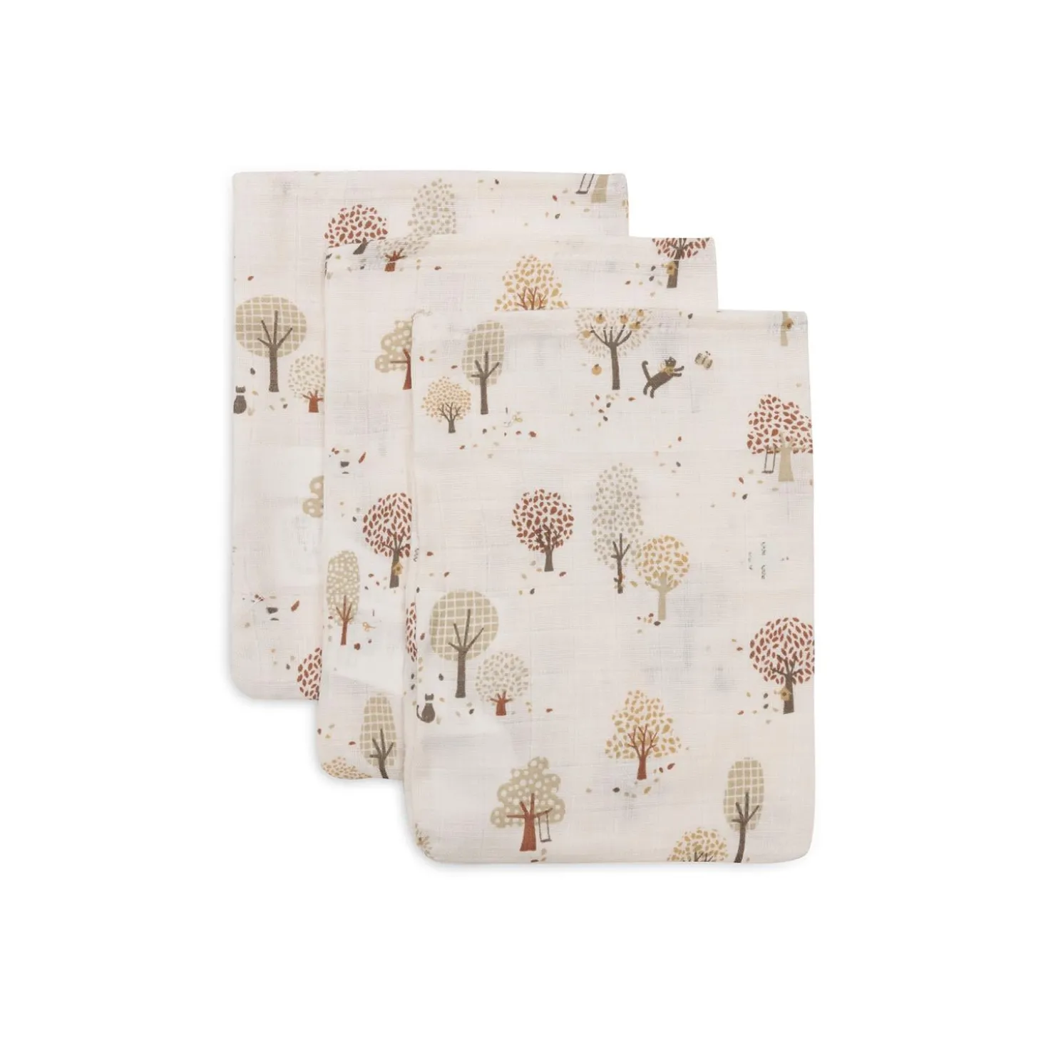 Jollein Lot de 3 Gant de Toilette Gaze de Coton Tiny Park Multicolore 15x20 cm