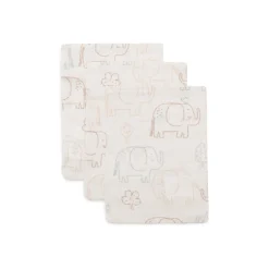 Jollein Lot de 3 Gant de Toilette Gaze de Coton Elephant Tales Multicolore 15x20 cm