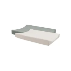 Jollein                    Lot de 2 Housse Matelas à Langer Éponge    Sea Green Ivory            50x70 cm