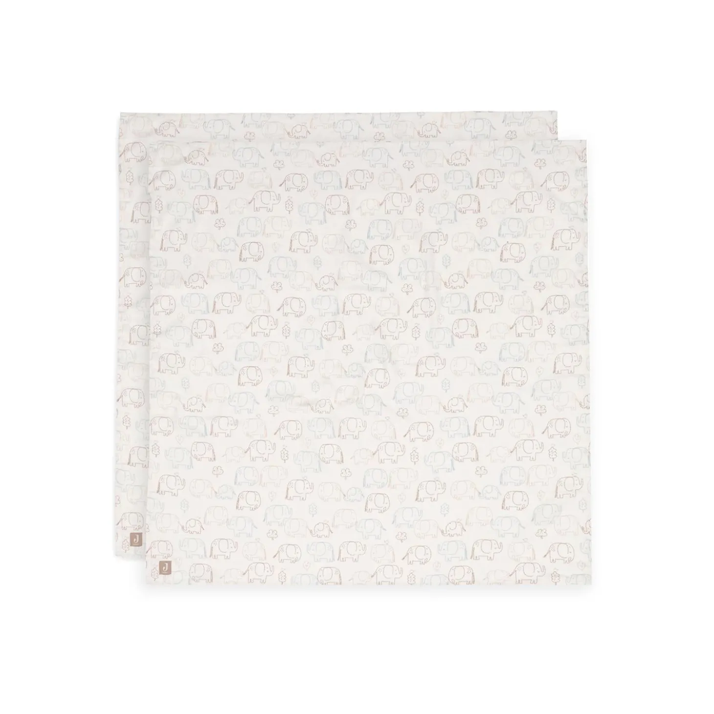 Jollein Lot de 2 Lange Gaze de Coton Large Elephant Tales Multicolore 115x115 cm