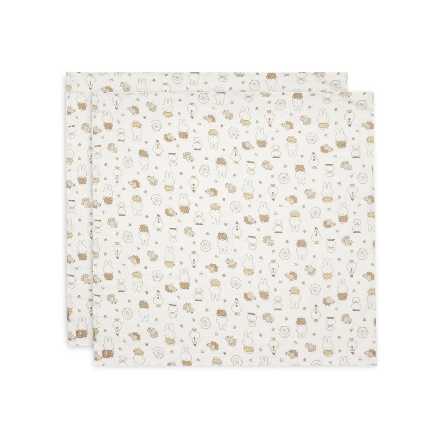 Jollein Lot de 2 Lange Gaze de Coton Large Miffy Family Farm Multicolore 115x115 cm
