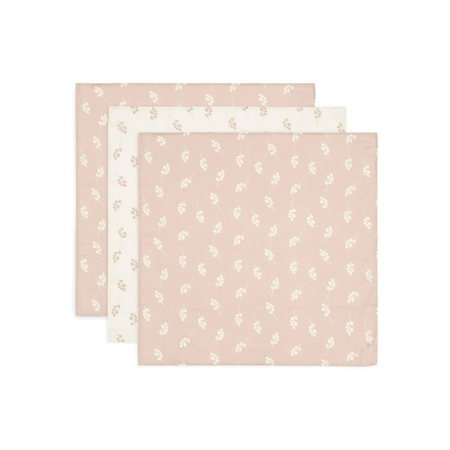 Jollein Lot de 3 langes gaze de coton small twig Wild Rose 70x70 cm