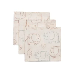 Jollein                    Lot de 3 Serviette Gaze de Coton Elephant Tales    Multicolore            31x31 cm