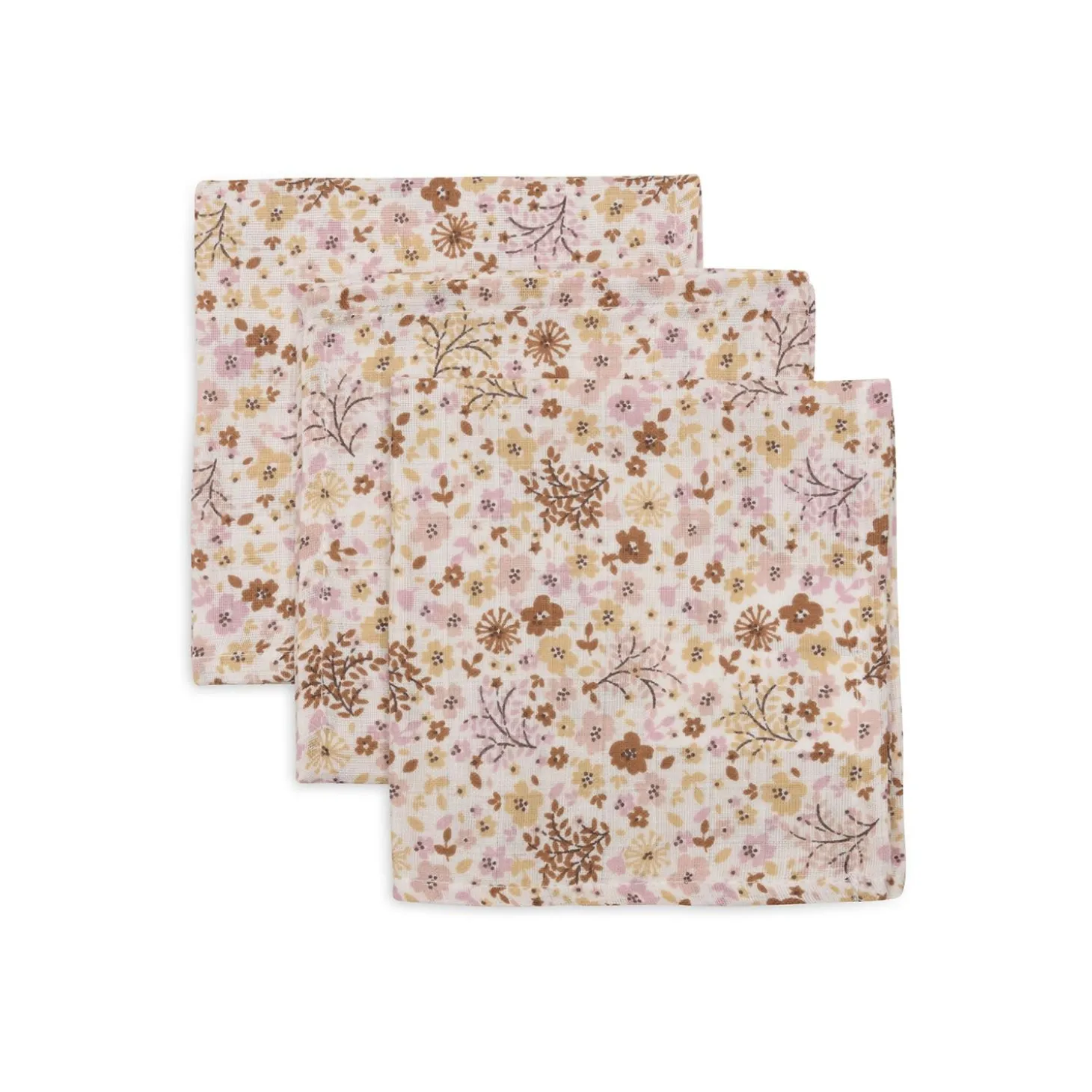 Jollein Lot de 3 Serviette Gaze de Coton Flower Fairies Multicolore 31x31 cm