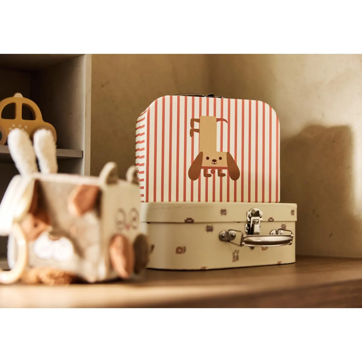 Jollein Lot de 2 Valisette à Jouets Animal Friends Multicolore