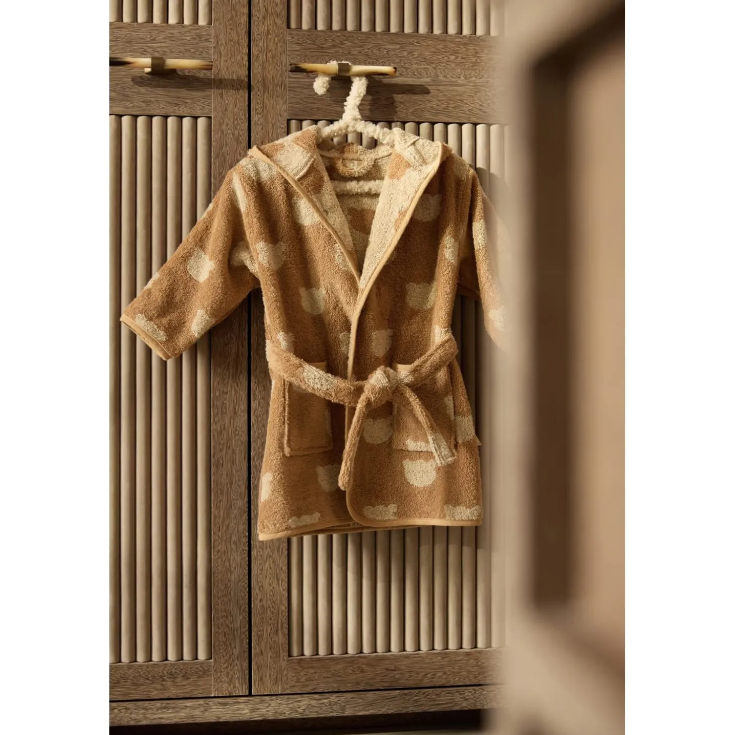 Jollein Peignoir Éponge Jacquard Teddy Bear Sand 1-2 ans