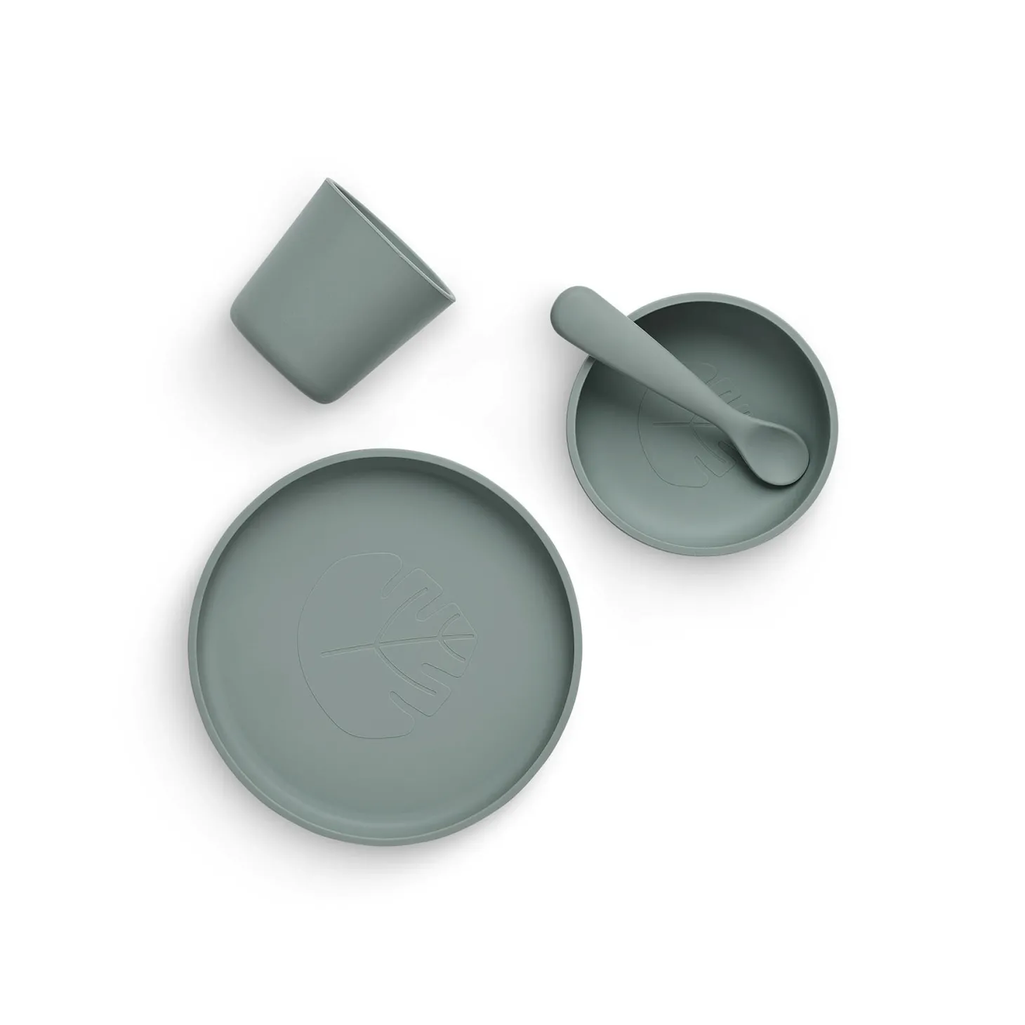 Jollein Set de table bébé silicone (4pcs) Ash Green