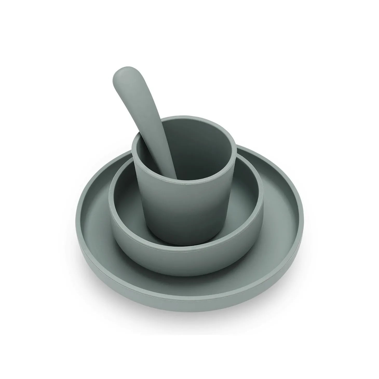 Jollein Set de table bébé silicone (4pcs) Ash Green