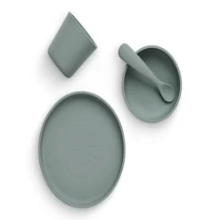 Jollein Set de table bébé silicone (4pcs) Ash Green