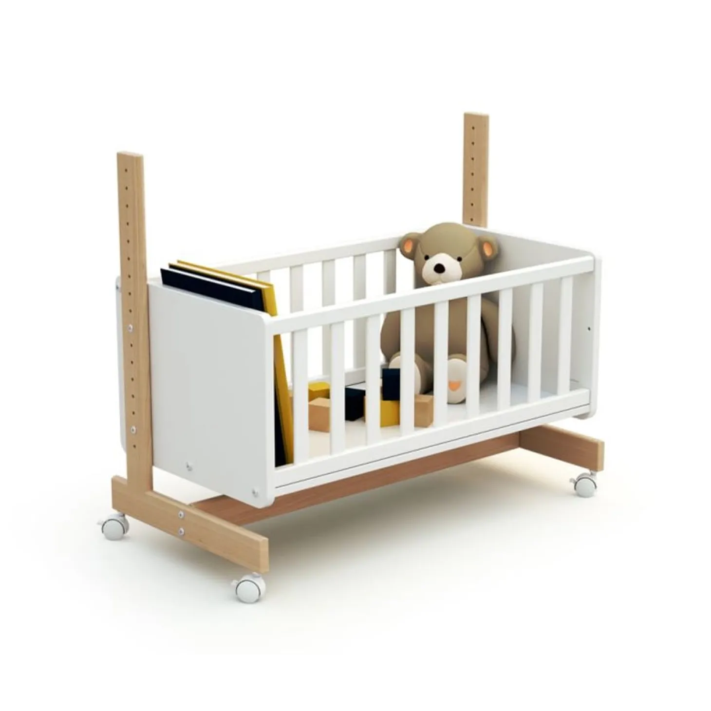 Jurababy Berceau Cododo Confort Blanc et Hêtre