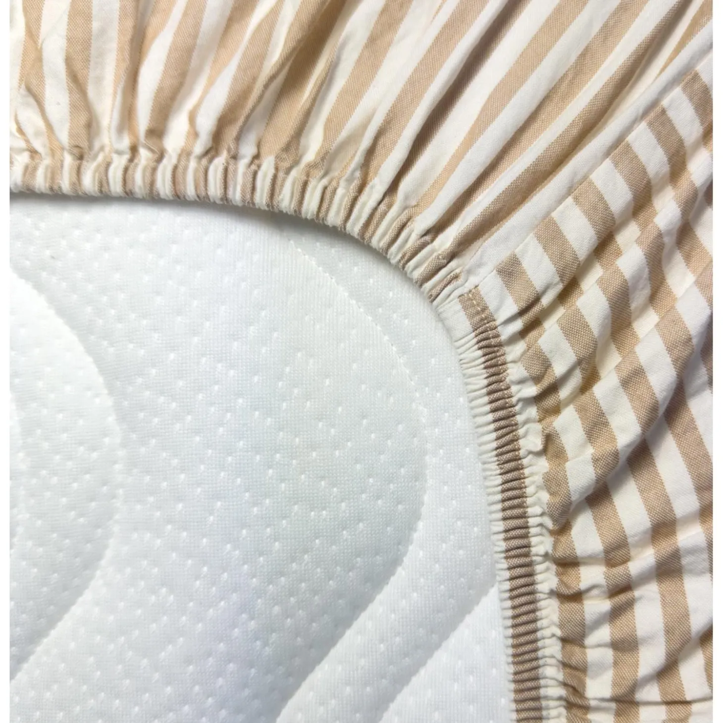 Kadolis Drap housse bébé Percale de Coton Bio Rayé Ambre 70x140 cm