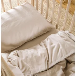 Kadolis                    Drap Housse Bébé Satin de coton bio lavé    Lin            60x120 cm