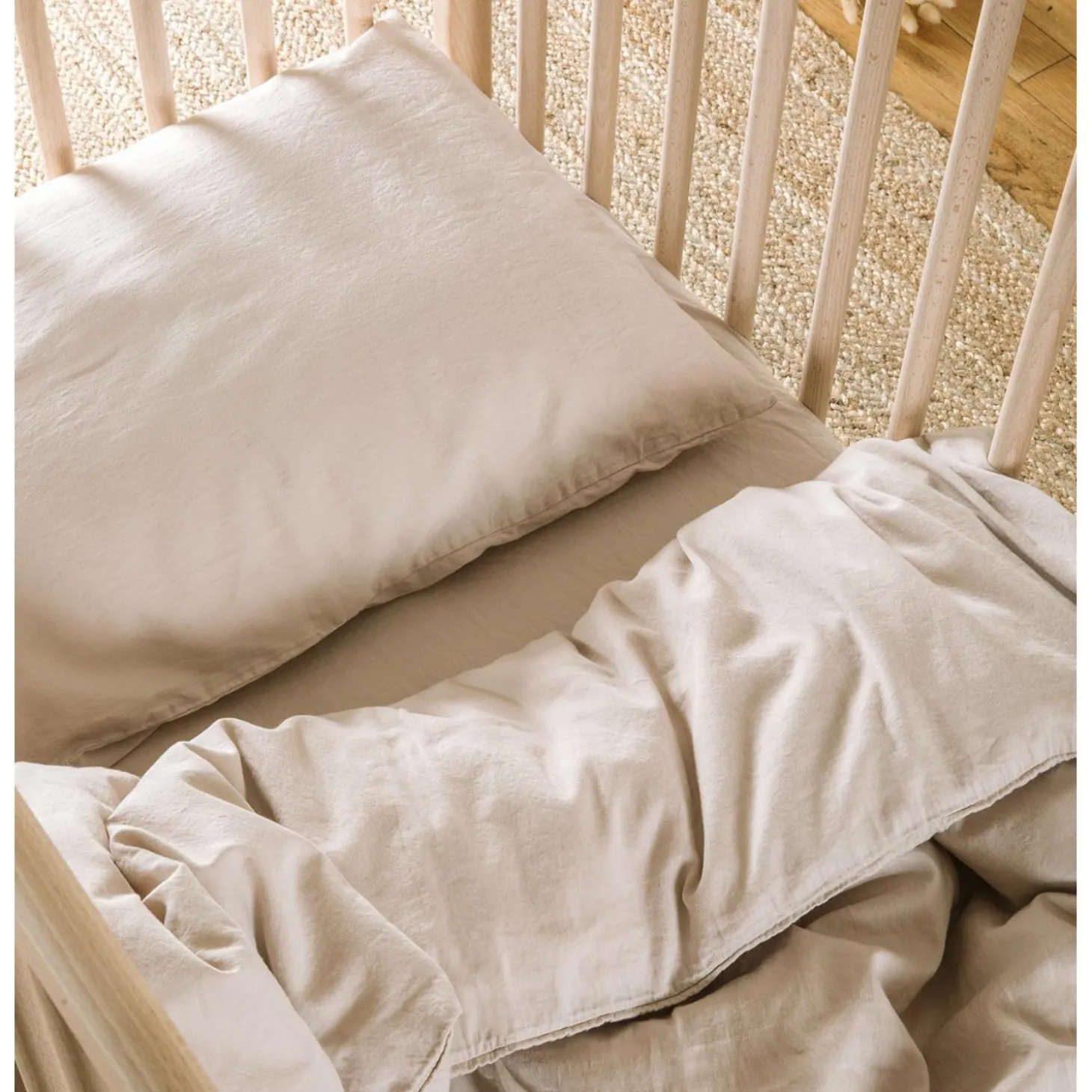 Kadolis Drap Housse Bébé Satin de coton bio lavé Lin 60x120 cm