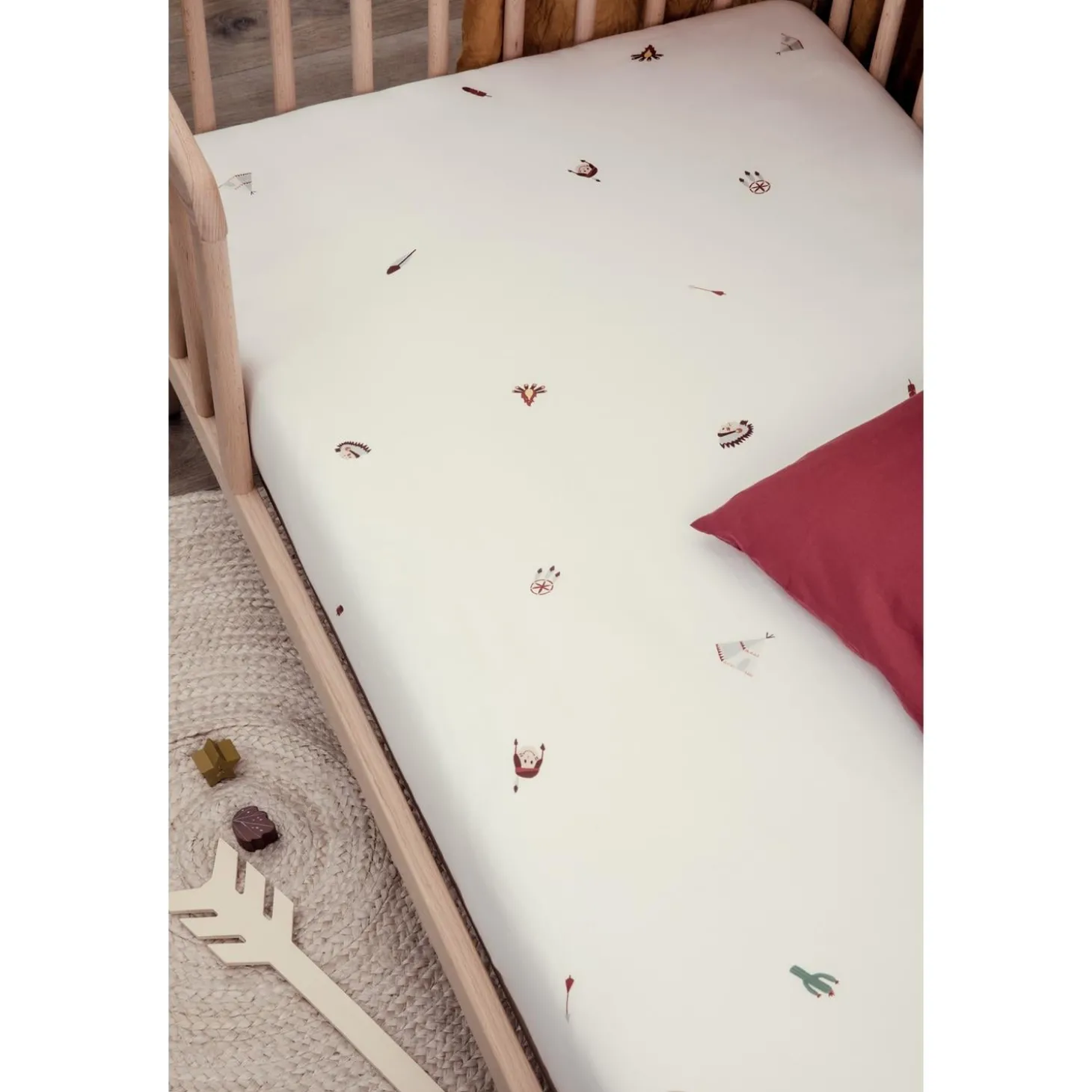 Kadolis Drap housse Coton Bio Lit bébé Petite Plume Multicolore