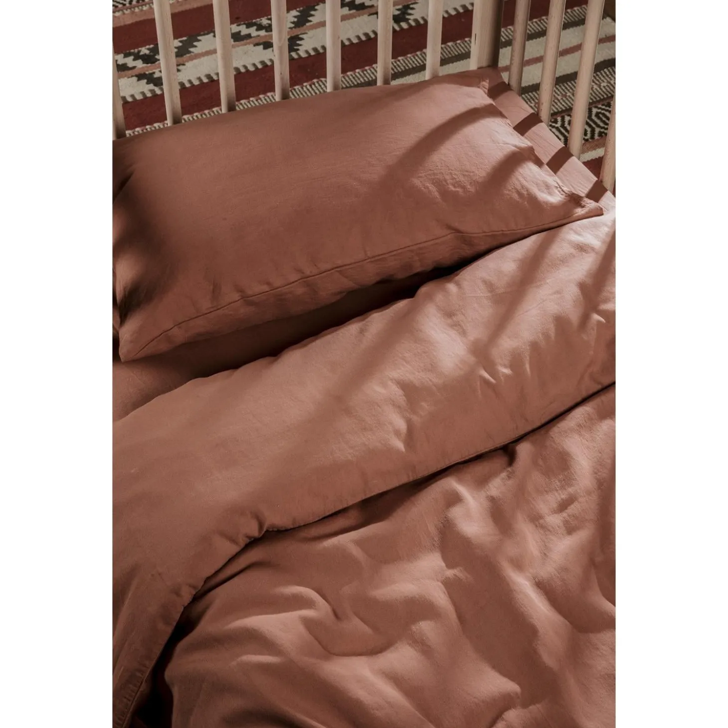 Kadolis Housse de couette bébé pur Coton Bio Terracotta 100x140 cm