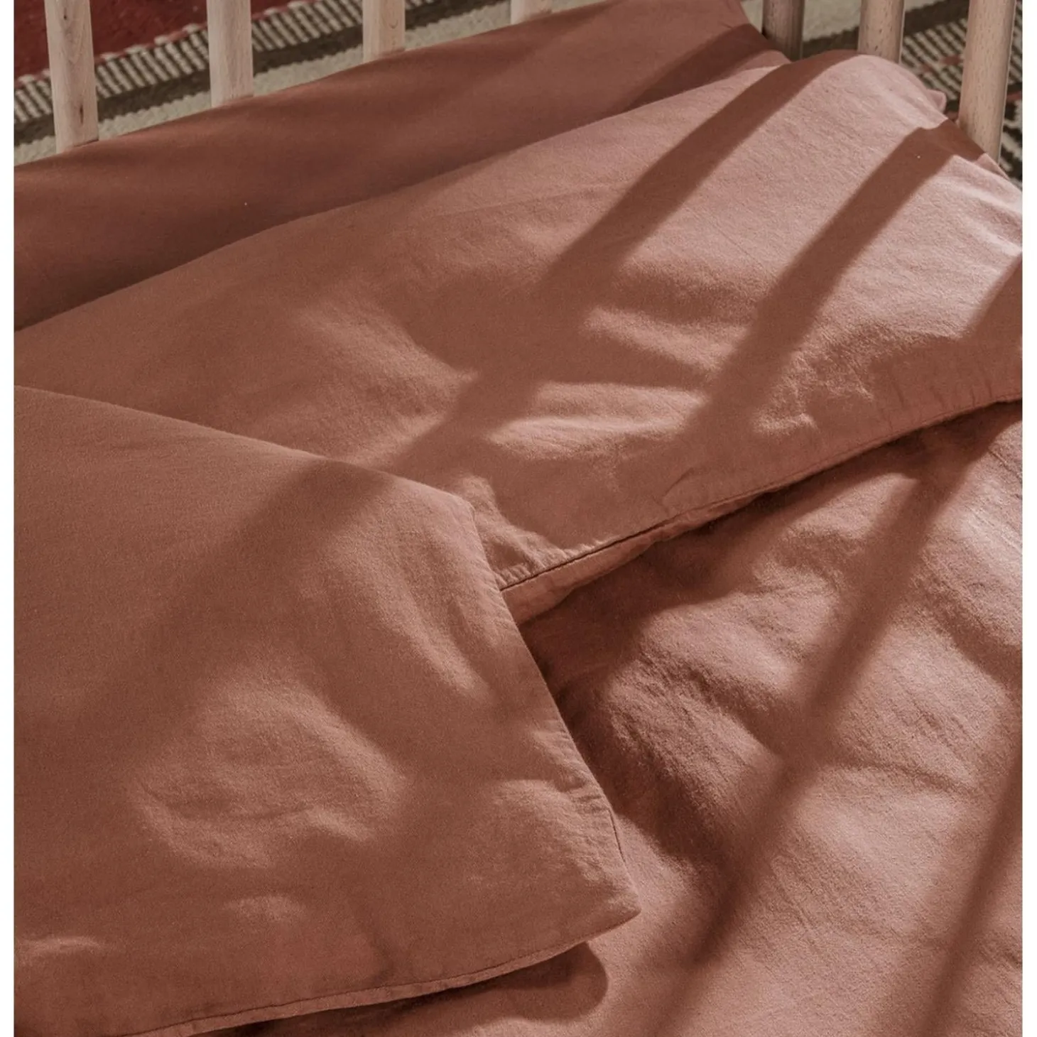 Kadolis Housse de couette bébé pur Coton Bio Terracotta 100x140 cm