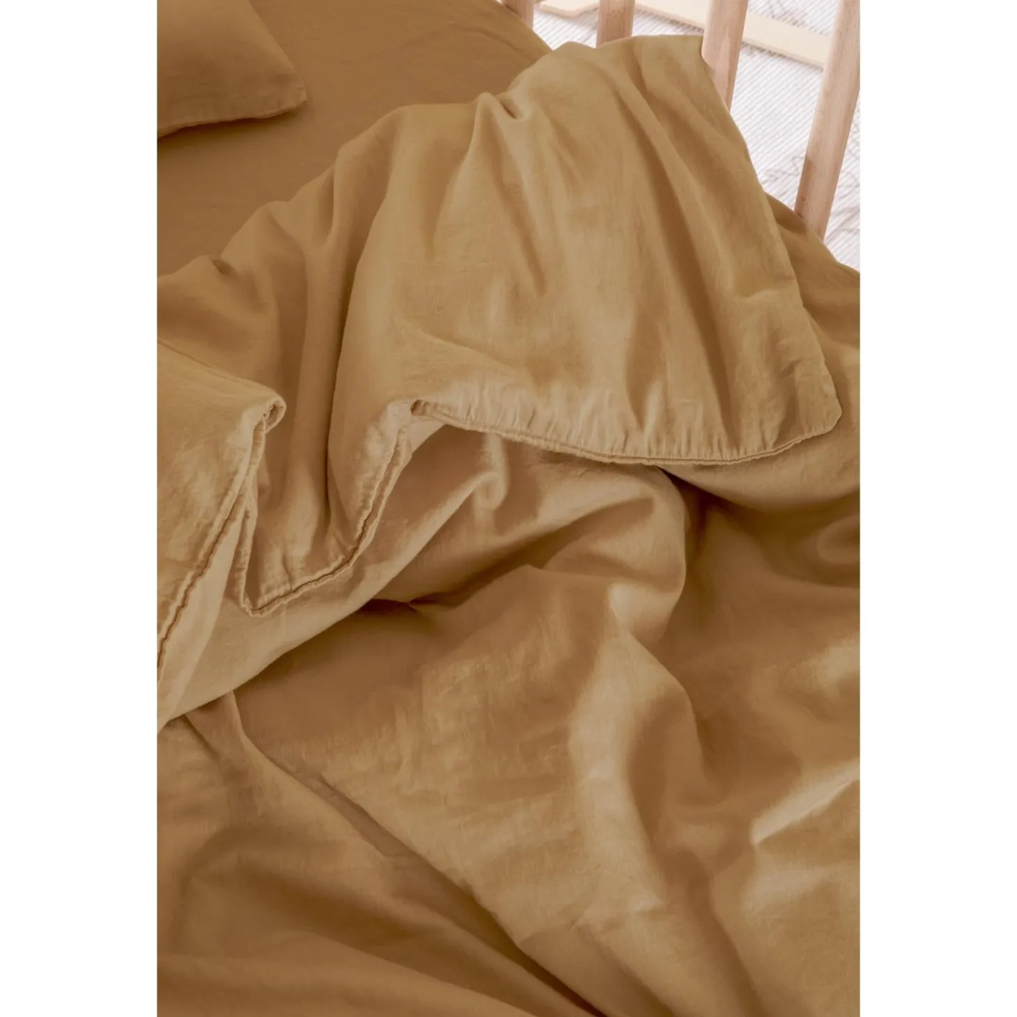 Kadolis Housse de couette Bébé Satin de coton bio lavé Ambre 100x140 cm