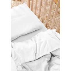 Kadolis                    Housse de couette Bébé Satin de coton bio lavé    Blanc craie            100x140 cm
