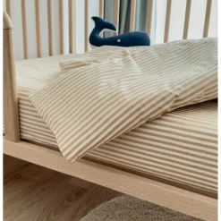 Kadolis                    Housse de couette Percale de Coton Bio bébé    Rayé Ambre            100x140 cm
