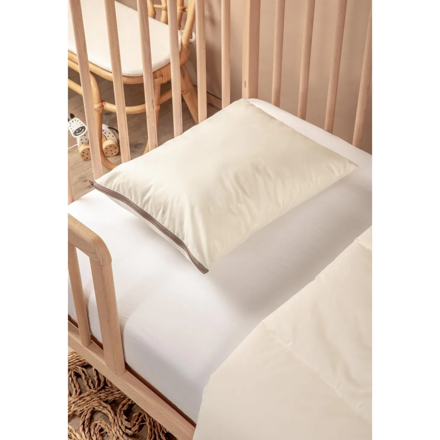 Kadolis Oreiller Bébé Maui Enveloppe Coton Bio Blanc 35 x 45 cm