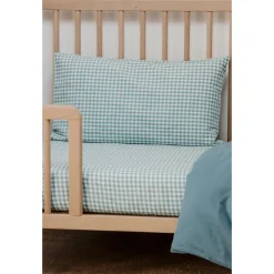Kadolis Taie d'oreiller Percale de Coton Bio Vichy Vichy Azur 40x60 cm