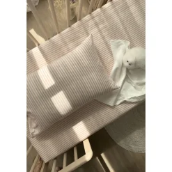 Kadolis Taie d'oreiller Percale de Coton Bio Rayé Peach 40x60 cm