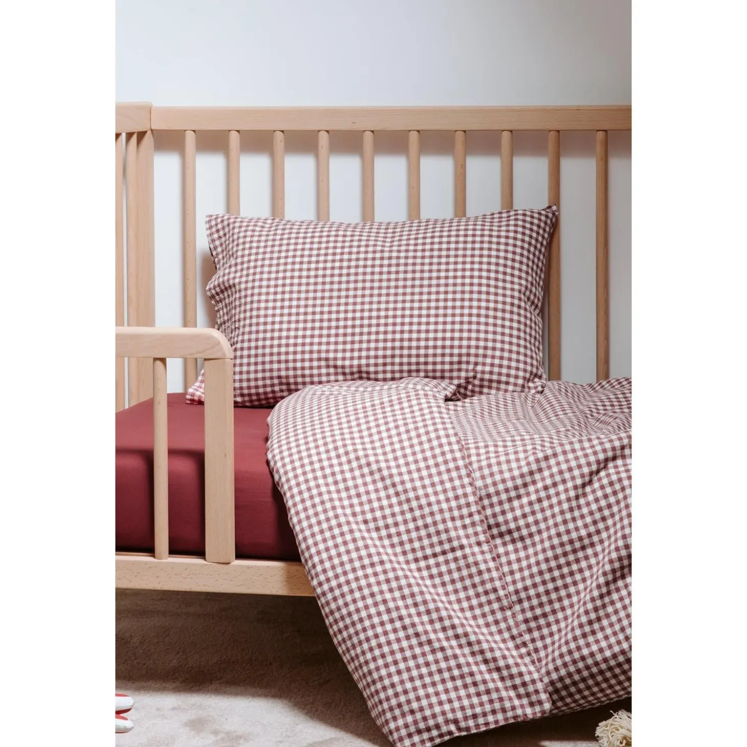 Kadolis Taie d'oreiller Percale de Coton Bio Vichy Vichy Sienne 40x60 cm