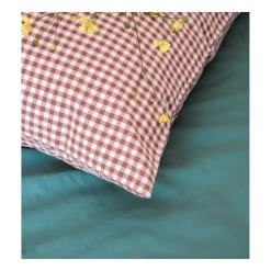 Kadolis Taie d'oreiller Percale de Coton Bio Vichy Vichy Sienne 40x60 cm