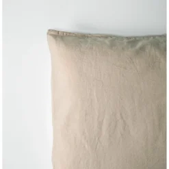 Kadolis Taie d'oreiller Satin de Coton Bio lavé Lin 40x60 cm