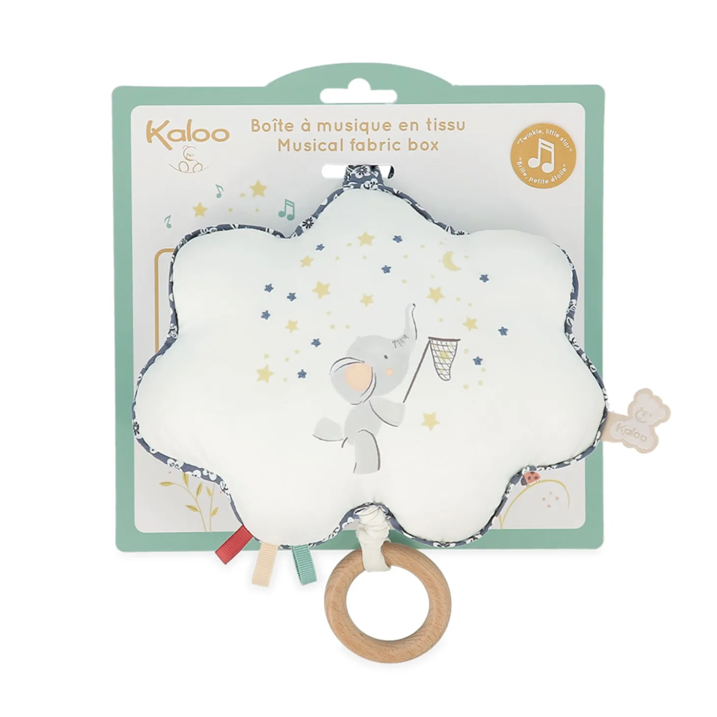 Kaloo Boite à musique tissu brille brille petite étoile Bleu