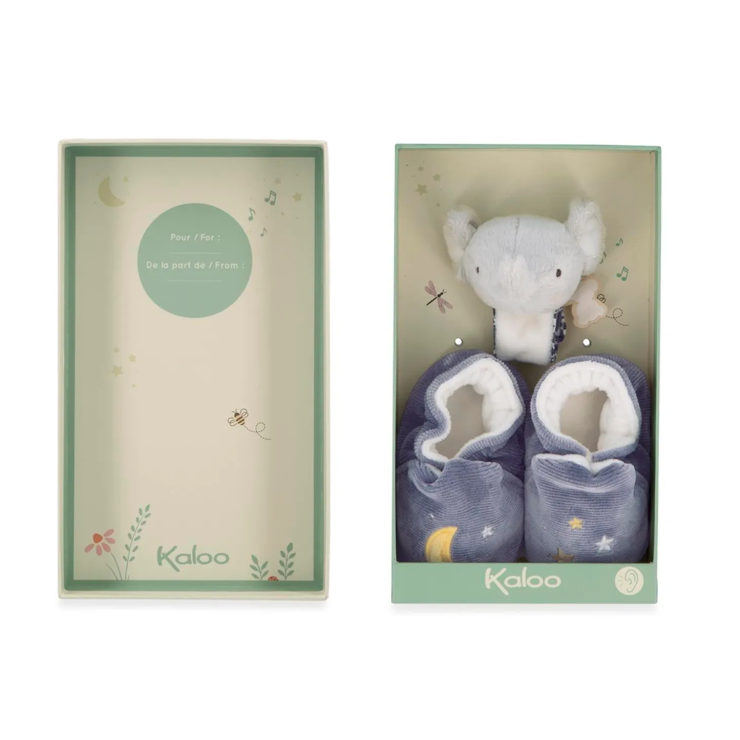 Kaloo Peluche d'activités Bracelet & Chaussons Élphant Bleu