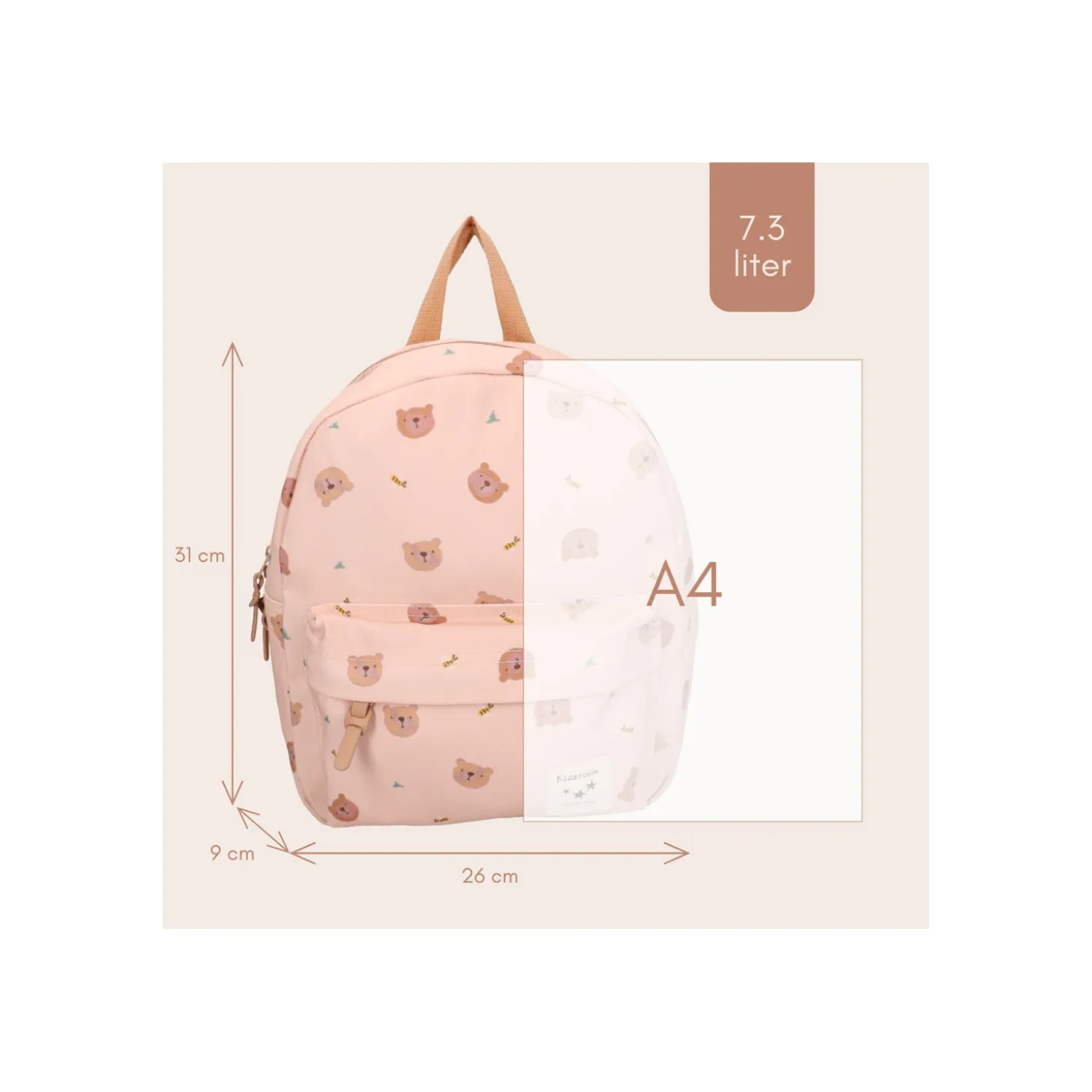 Kidzoom Sac à dos enfant oursons beige Beige