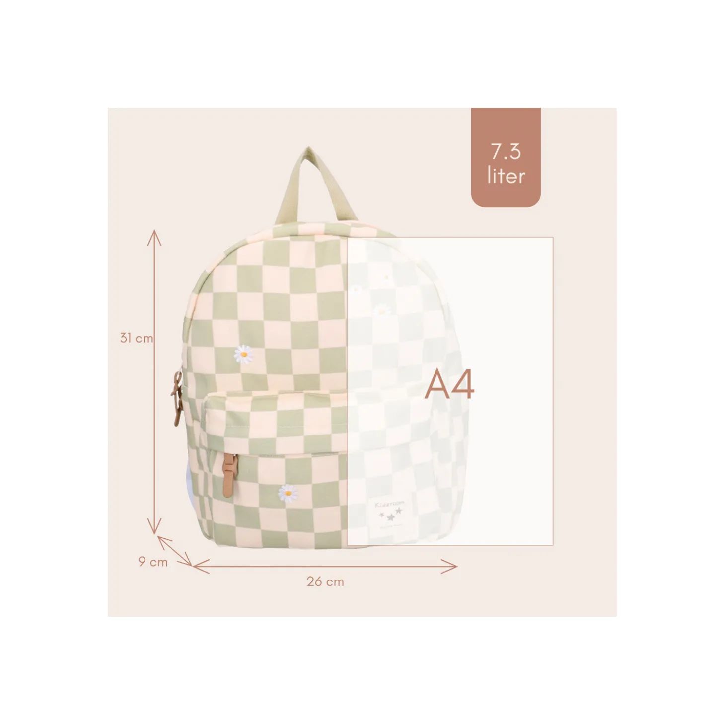 Kidzoom Sac à dos enfant pâquerettes Beige/ Vert