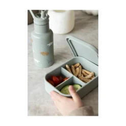 Kidzroom                    Boîte repas 3 compartiments en silicone    Dino Vert