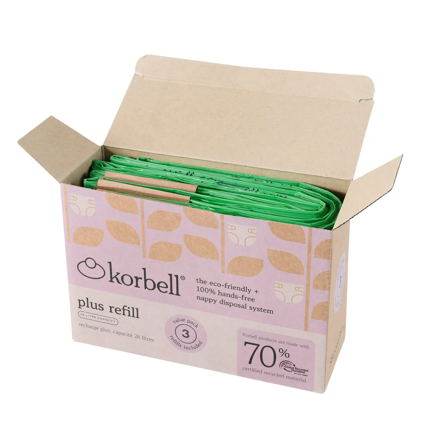 Korbell Pack de 3 recharges Plus Bleu 26 l